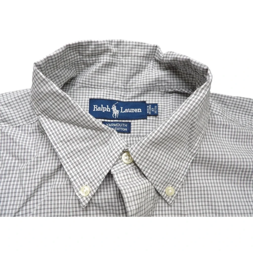VTG 90s Ralph Lauren Yarmouth Plaid Button Down Shirt Men 17 32/33 Long Sleeves